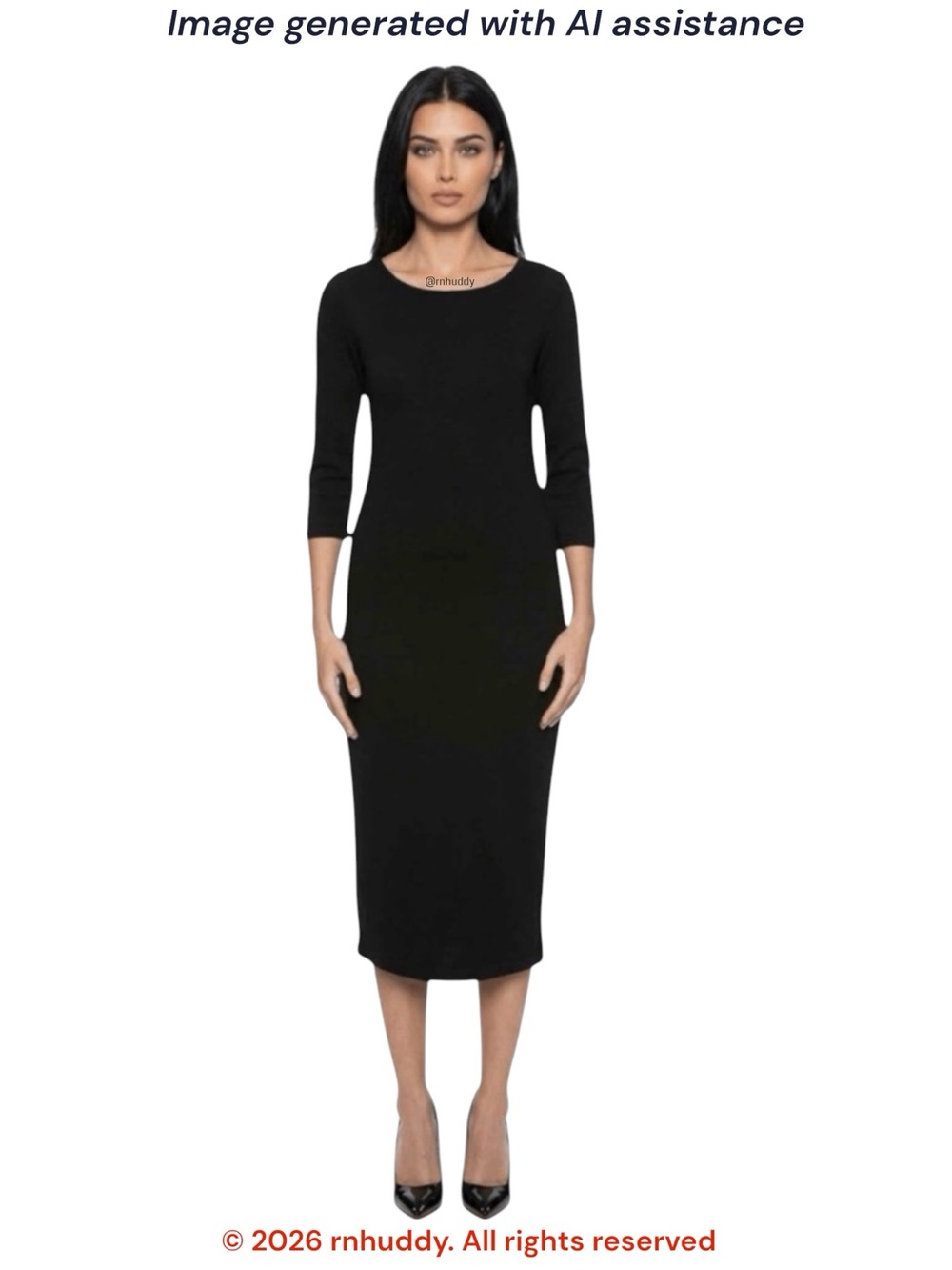 BB Dakota L black 3/4 sleeve thick rib midi dress